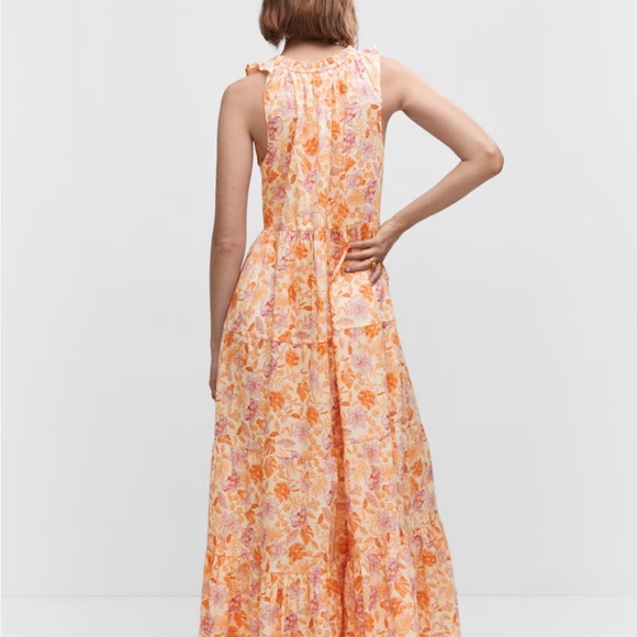 Mango Floral Maxi Dress - Pink and Orange SIZE 6 - Picture 2 of 12